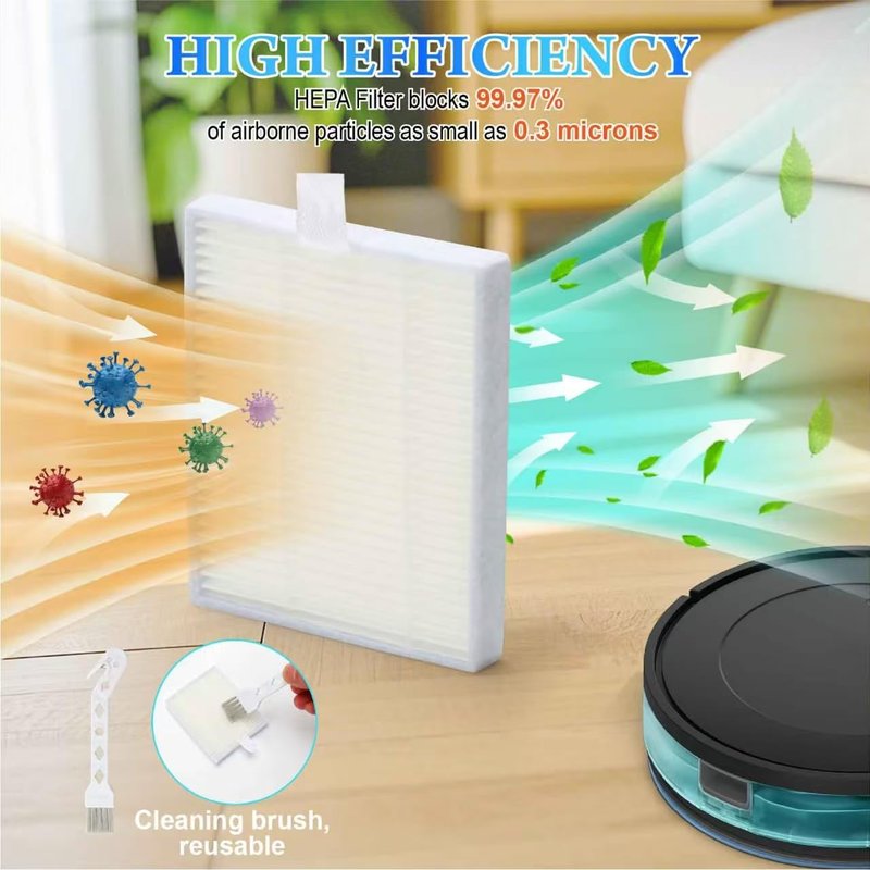 Replacement Parts Compatible for iRobot Roomba 104, 105 Vac/Combo, Y0140, Q0120, Y0110, Q011, Q0520 Robot Vacuum Cleaner, 2 Roller Brush, 4 Filters, 4 Side Brushes, 1 Cleaning Brush