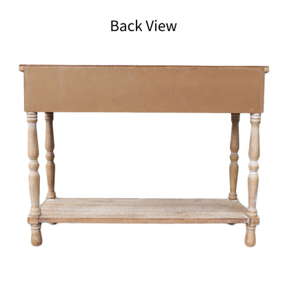 PARISLOFT Vintage Wood End Table with 2 Drawers and 1 Bottom Shelf,Rustic Console Table Storage, Accent Entryway Table Furniture,Antique Brown,42”Wx32”H