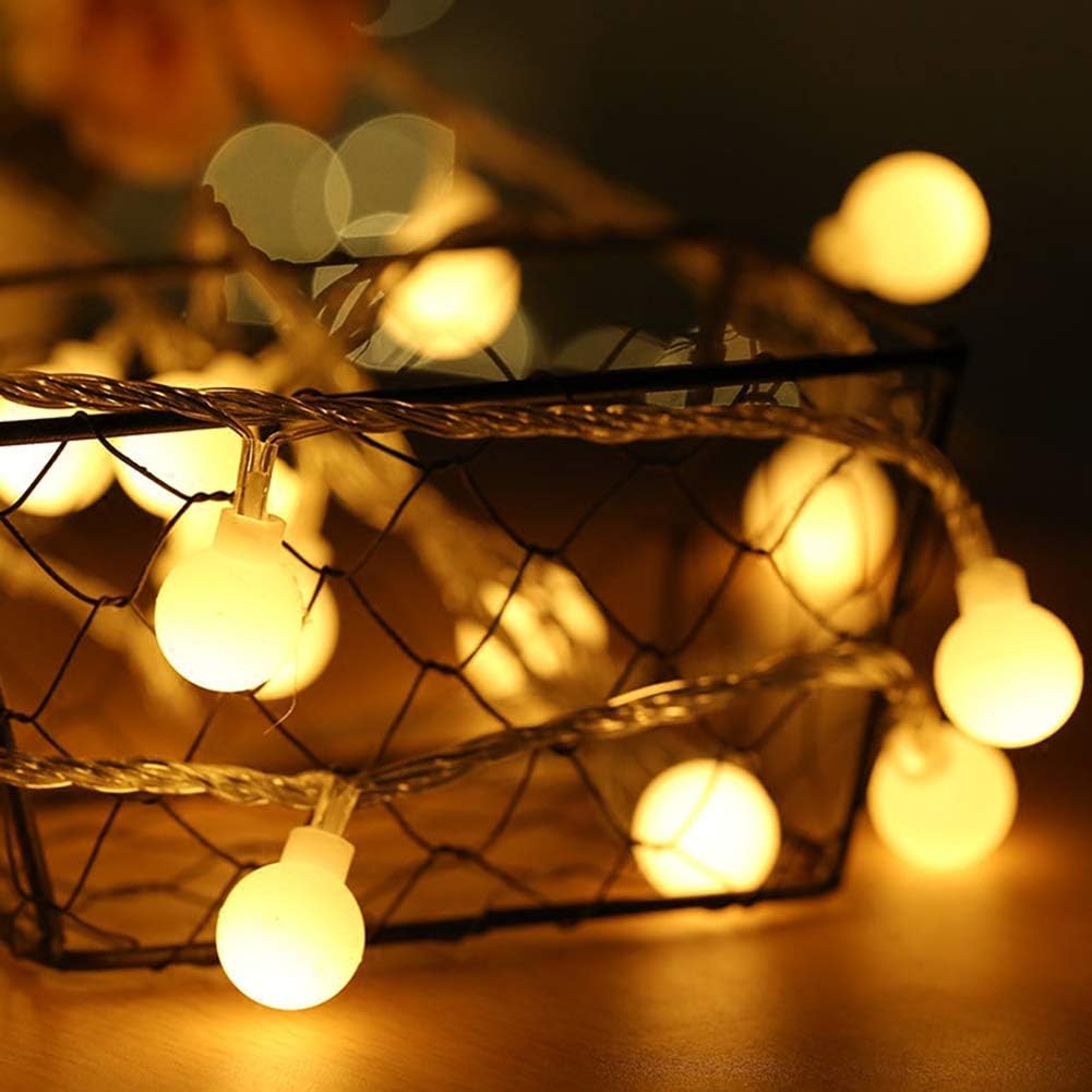 Generic 16ft/5m 50 Bulb Plug in LED String Lights, LED Warm White Globe Fairy Lights