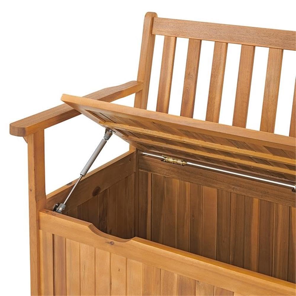 Londonderry 47 in. W Acacia Wood Outdoor Storage Bench, Store Blankets, Cushions, 100% Weather Resistant Wood, Perfect for Modern Garden Setting, Outdoor Furniture, Patio Bench, Garden