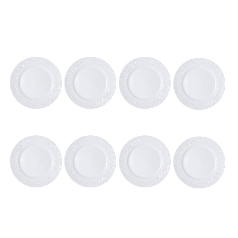 Pfaltzgraff Sylvia 32-Piece White Dinnerware Set, Service for 8, Durable Stoneware Plates, Bowls, and Mugs, Microwave and Dishwasher Safe