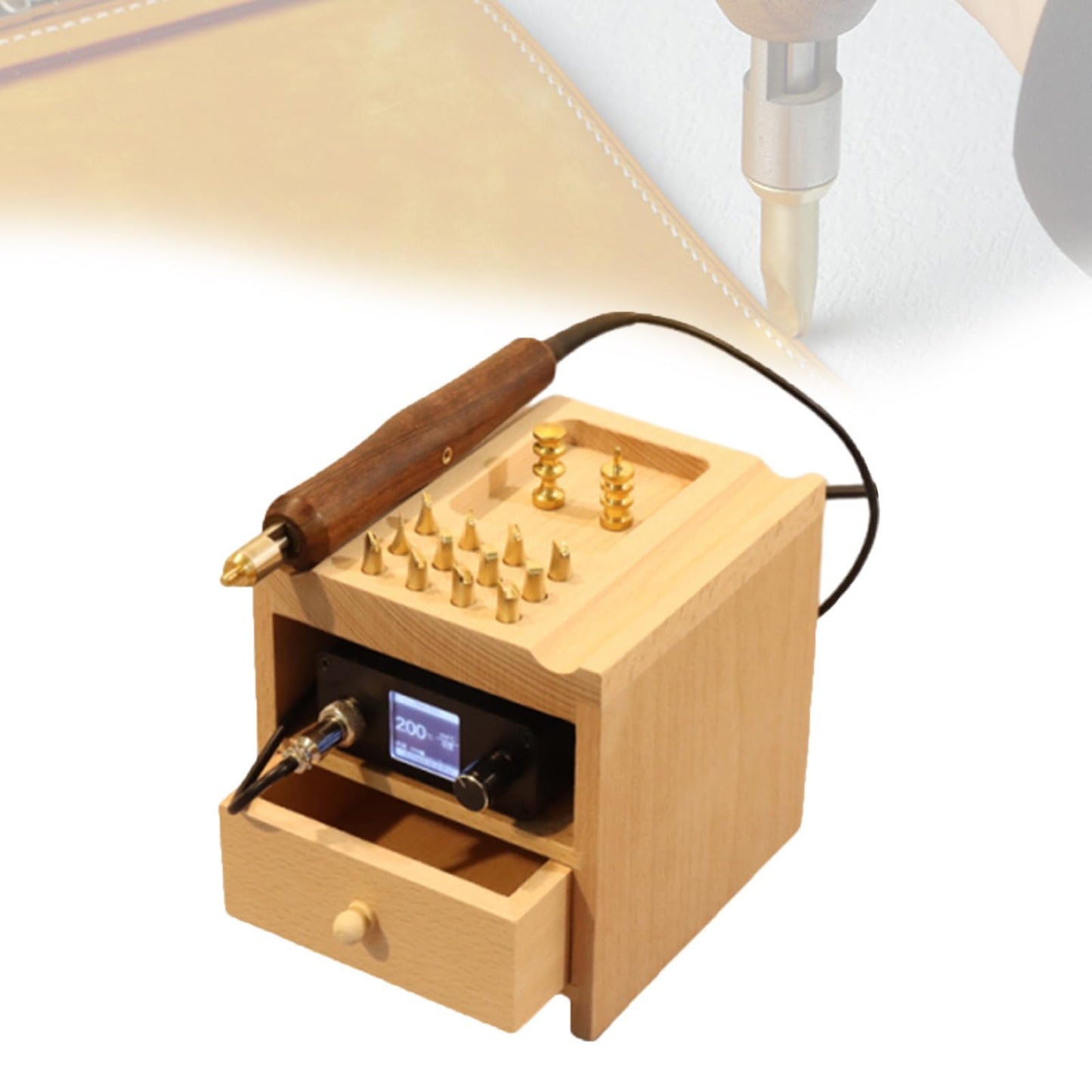 High Grade Processing/Digital Craft Tool/Electric Leather Edge Creaser/Skiving Machine with 14 Marking Buttons for Polishing and Art Hide Material Handcraft Job(One)