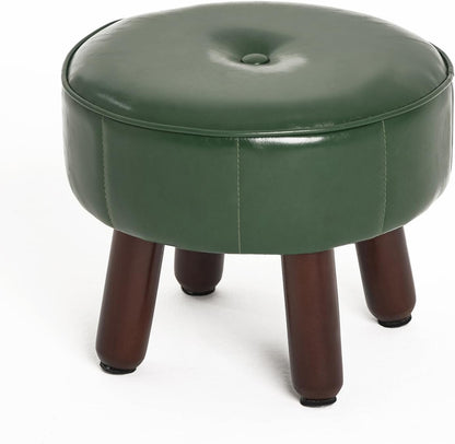 13in 13''L 13''W 10.2''H, oakvivo Small Foot Stool Ottoman, Round Faux Leather Foot Rest for Couch, Under Desk Pouf