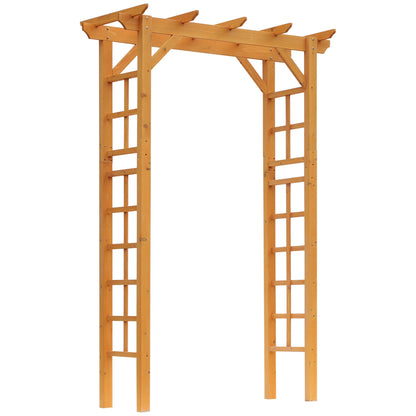 85" Wooden Garden Arbor for Wedding and Ceremony, Outdoor Garden Arch Trellis for Climbing Vines, Pergola Style Arbor Top, Sturdy Fir Wood, Easy Assembly, Orange