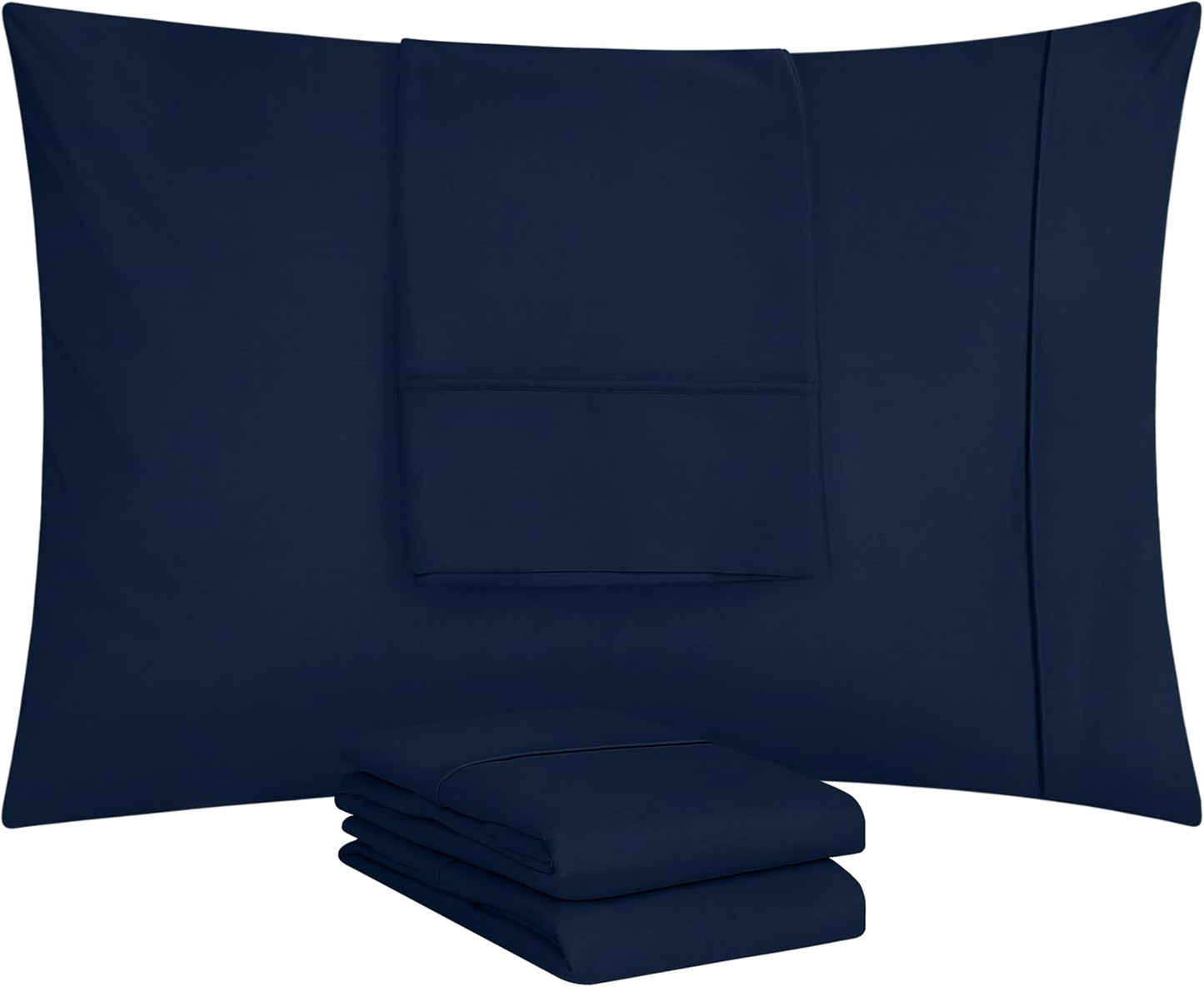 Utopia Bedding Standard Pillow Cases - Soft Brushed Microfiber - 4 Pack, Navy, 20 x 26 Inches