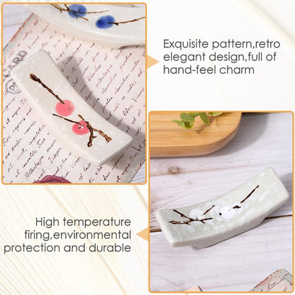 CRASPIRE 4Pcs Japanese Chopstick Holder - Flower Blossom Porcelain Rest for Countertop Tableware Home Ornaments