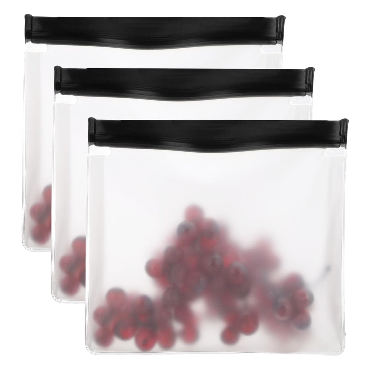 PATIKIL 8.7"x2"x5.3" Reusable Freezer Bag, 3 Pcs Leakproof Zip Food Storage Stand Up Bags Fridge Snack Vegetable Fruit Ice Container for Long-Lasting Freshness, Black