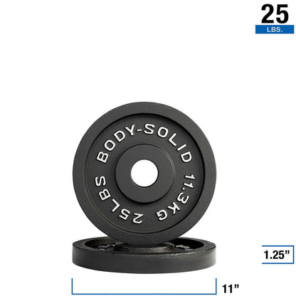 Body-Solid Cast Iron Olympic Weight Plate Set, Free Weights Dumbbell Plates with 2 Inch Standard Hole for All Olympic Barbell Types, 105 lb Total Weight Sets, Midnight Black
