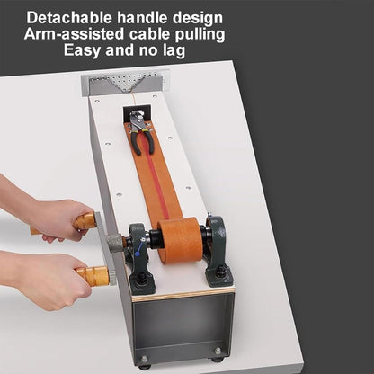 QUGURLID Manual Wire Drawing Bench,Jewelry Wire Pulling Machine w/Steel Frame and Leather Belt,Jewelry Craft Tool w/Removable Handle,for Earrings Repair,Bracelet Making
