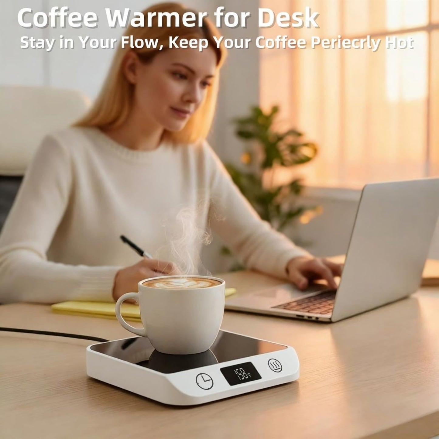 Coffee Mug Warmer & Candle Warmer 2-in-1 with Auto Shut Off - 46W Smart Electric Warmer, 6 Temperature Settings (113-158°F), Digital Timer, 4.5" Plate for WFH,Desk,Office,Home,Bedroom