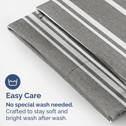 Skiennix Queen Pillow Cases Set of 2 - Ultra Soft Hotel Quality - Wrinkle Free & Fade Resistant - Grey Stripes