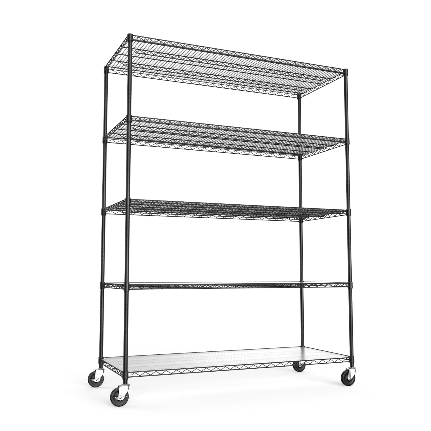 Metal Shelf Wire Shelving Unit, 5 Tier 7500lbs Capacity NSF Heavy Duty Adjustable Storage Rack with Wheels & Shelf Liners for Commercial Grade Utility Steel Storage Rack,82"H x 60"L x 24"D-Black