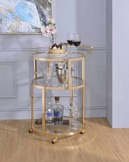 ACME Furniture Madelina cart, Gold & Clear Glass