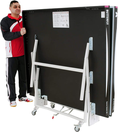 Butterfly Space Saver 22 Ping Pong Table—Indoor Rollaway Table—ITTF Approved Table for Tournaments, Clubs, Or Homes—Professional Ping Pong Net Included—Compact Storage
