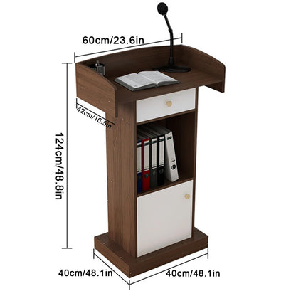 Wooden Pulpit Stand,floor Standing Church Pulpit Stand,pulpit Stand For Podium Presentations,pulpit With Wooden Heavy Duty Base With Double Storage Shelves For Classrooms,speeches,weddings(White)