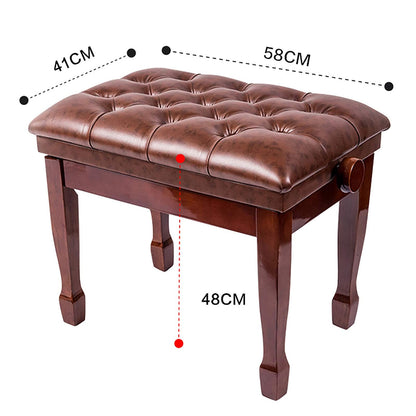 EliteBloom Leather Piano Bench Adjustable Height Deluxe Piano Stool Piano Bench with Thick Cushion Leather Padded for Home & Professional Use,Black,Teakwood Brown