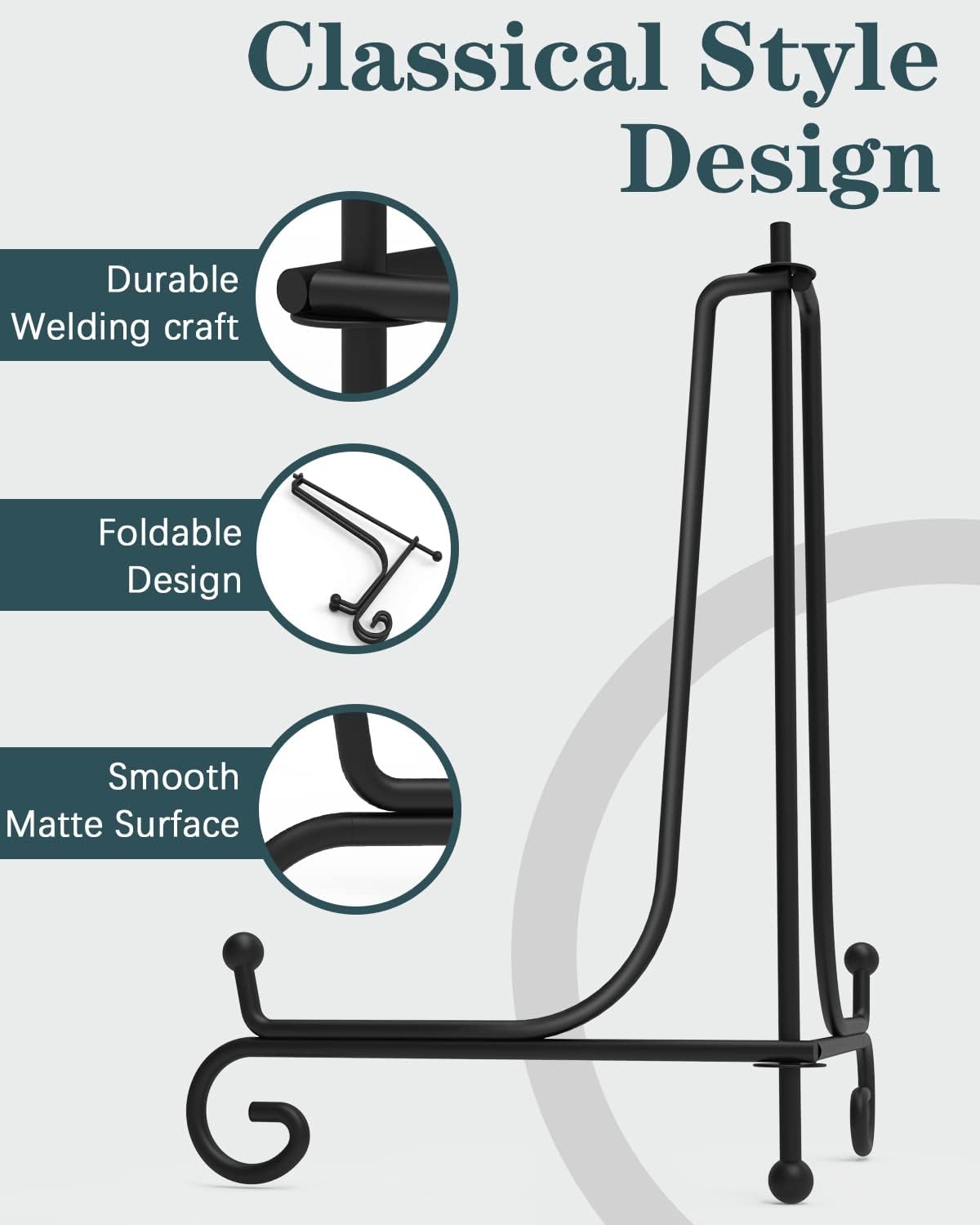 Iron Display Stand 5 Packs, 10 Inch Plate Stand, Photo Stand for Display, Black Foldable Easel for Photo Frame, Artwork