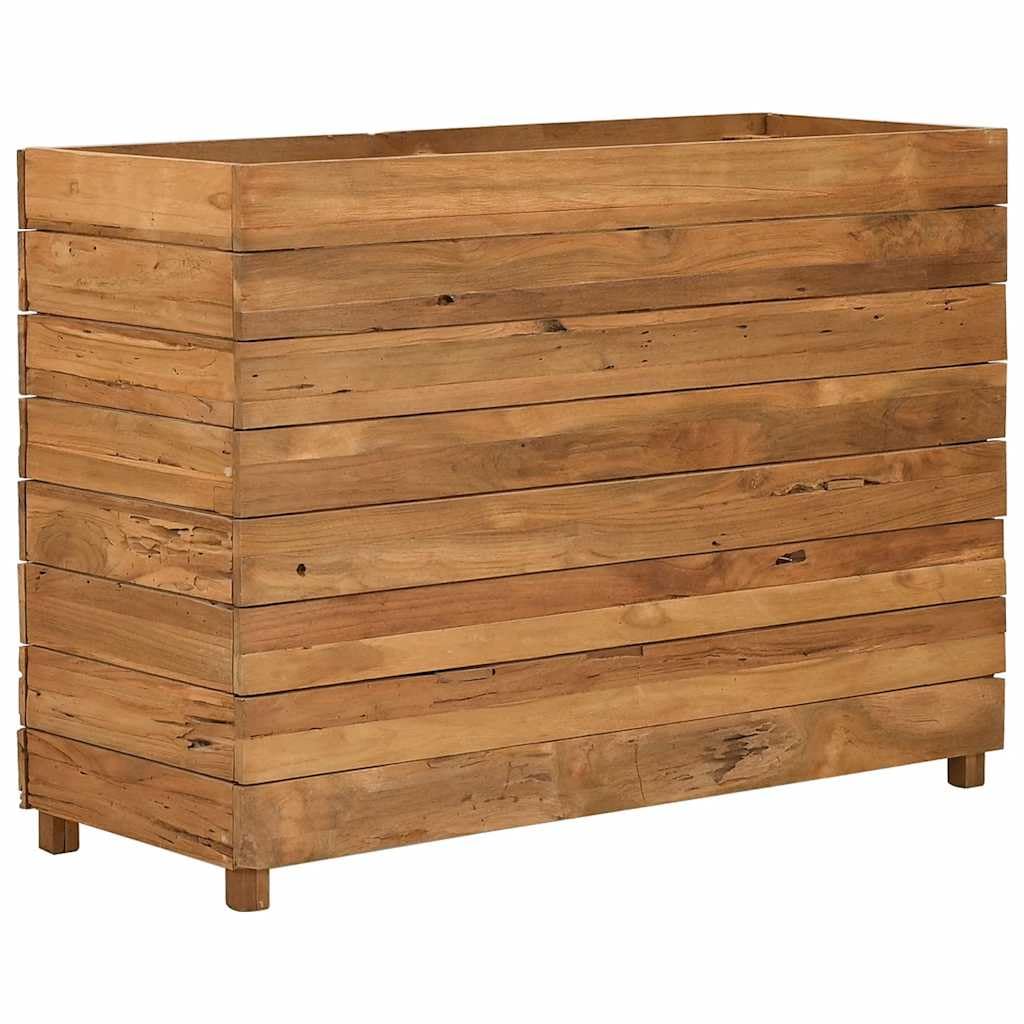 Favemtsl Large Adjustable Rustic Raised Garden Bed 39.4"x15.7"x28.3", Recycled Teak Wood Outdoor Planter Box with Steel Frame, Eco-Friendly Elevated Flower Bed for Patio Balcony Deck