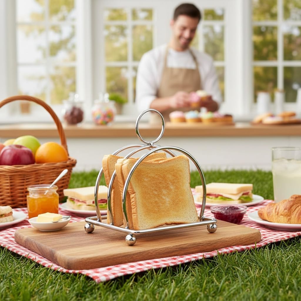 BESTYASH Stainless Steel Toast Holder Rack 2-Pack Countertop Bread Stand Organizer for Kitchen and Restaurant Multipurpose Bread Slices Storage and Display