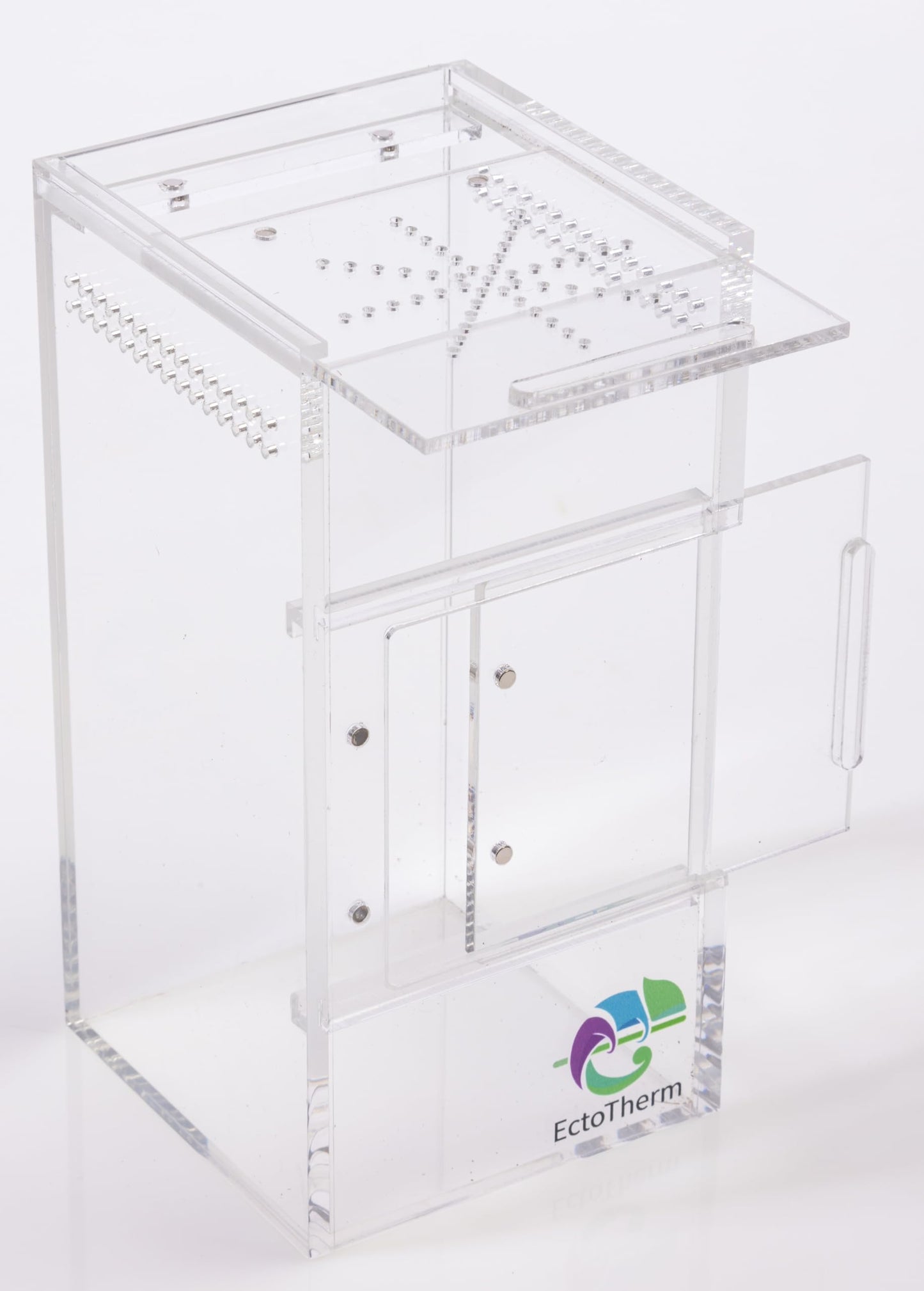 EctoTherm Jumping Spider Enclosure - Complete Acrylic Terrarium Habitat for Spiders, Tarantulas, Praying Mantis - Small Spider House with Front Opening Door - Bug Enclosure for Arboreal Species