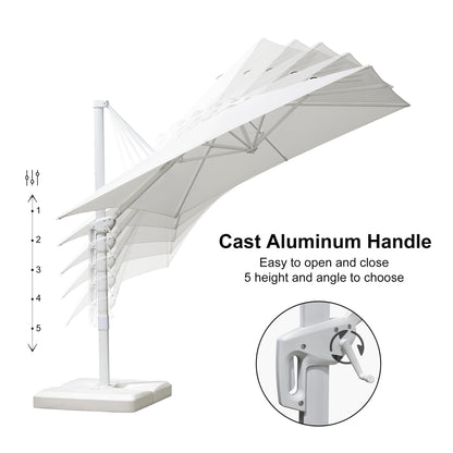 PURPLE LEAF 8 FT White Cantilever Patio Umbrella Aluminum Square Outdoor Offset Umbrella Hanging Windproof with 360° Rotation for Garden Deck Pool, White