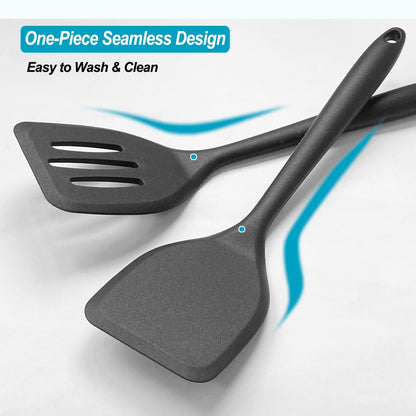 Silicone Spatula Turner Set, High Heat Resistant Nonstick Rubber Flippers for Baking & Cooking