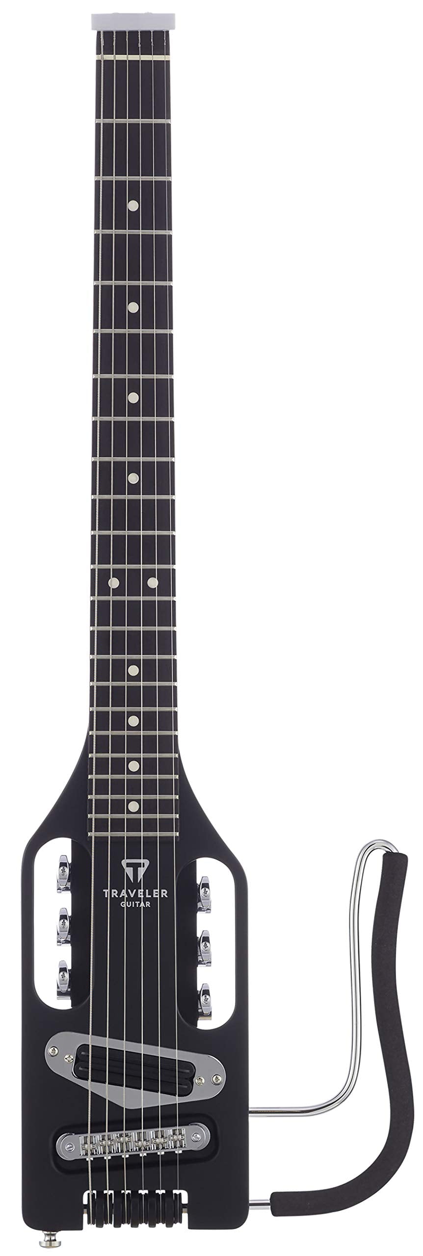 Traveler Guitar Ultra-Light Electric Guitar Matte Black | Portable Electric with Removable Lap Rest | Full 24 3/4" Scale Headless Guitar | Custom Gig Bag Included