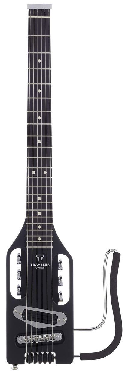 Traveler Guitar Ultra-Light Electric Guitar Matte Black | Portable Electric with Removable Lap Rest | Full 24 3/4" Scale Headless Guitar | Custom Gig Bag Included