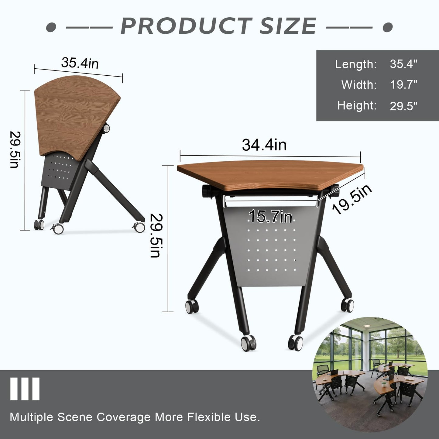 Usosidam Folding Conference Room Table with Wheels, Flip Top Mobile Training Room Tables, Modular Rolling Meeting Table, Space Saving Conference Tables for Office Classroom Seminar, 6-12 Person（8pcs）