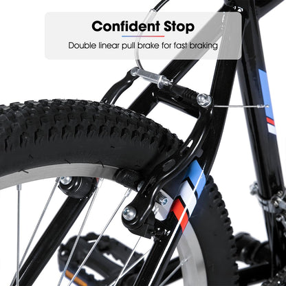 HH HILAND 24 26 inch Mountain Bike for Men Women, 18 Speeds High-Carbon Steel Frame, Sport Cycling MTB Bicycle for Adult