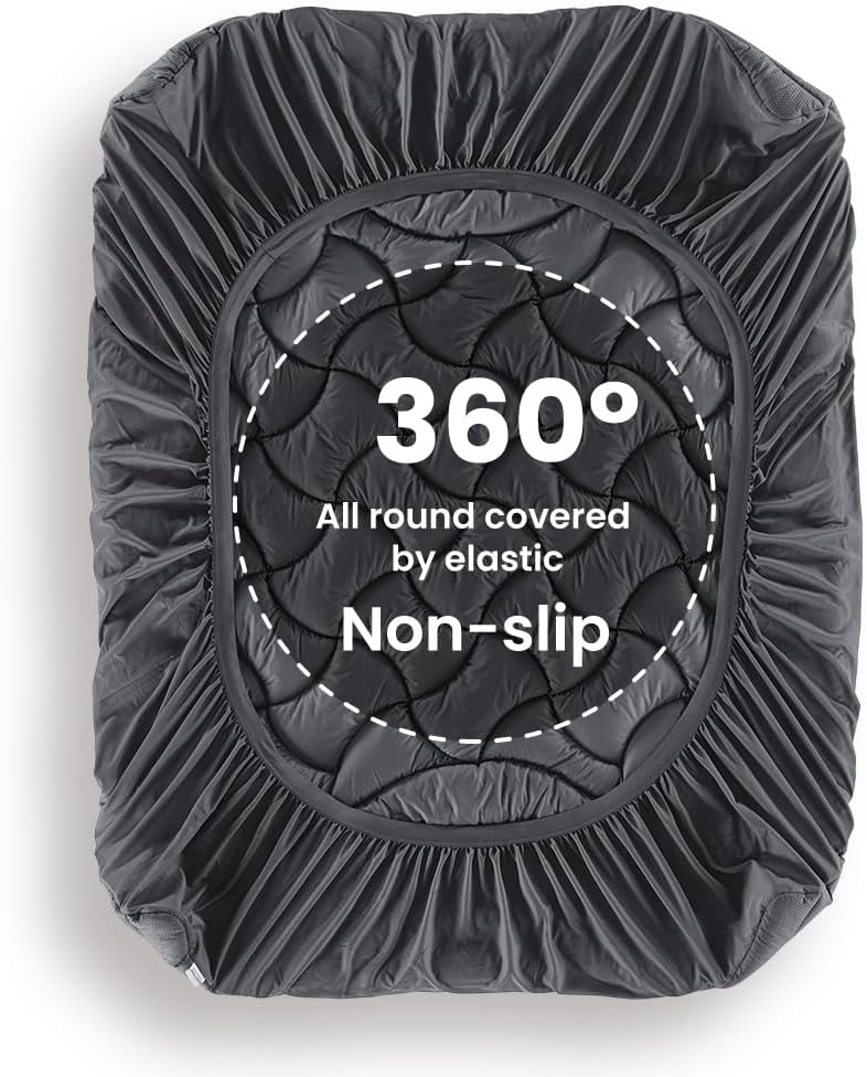 SLEEP ZONE Full Size Cooling Mattress Topper, Premium Zoned Cool Mattress Pad Cover (Grey, Full)