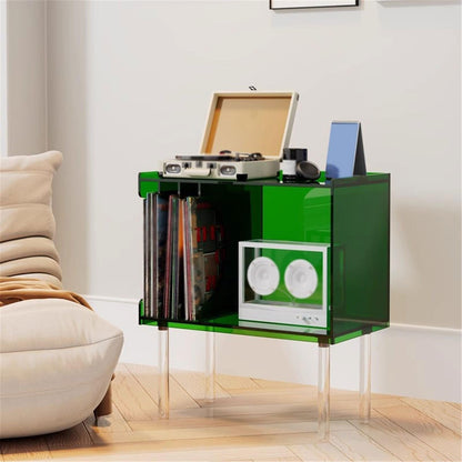 FURUIM2024M Record Rack Home Storage Rack Acrylic Vinyl Record Cabinet with Feet Side Table Magazine