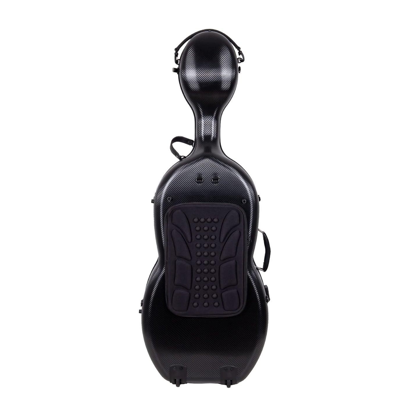Crossrock Poly Carbon Cello Case for 4/4 Full-Size | Matte Black Finish, Black Velvet Interior, Wheels & Bow Storage – Durable Lightweight Hardshell