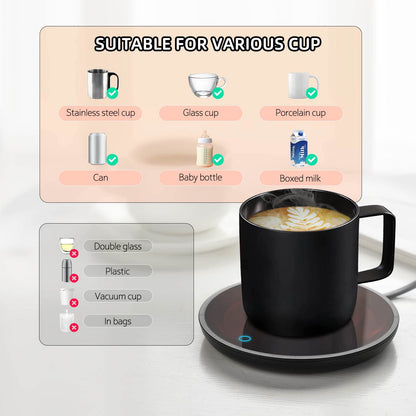 Mug Warmer, Candle Warmer Plate, 2-Temp Settings Coffee Mug Warmer, Portable Coffee Cup Warmer, Coffee Warmer for Desk Suits for Various Mugs, Automatic Shut Off, Gift for Mom