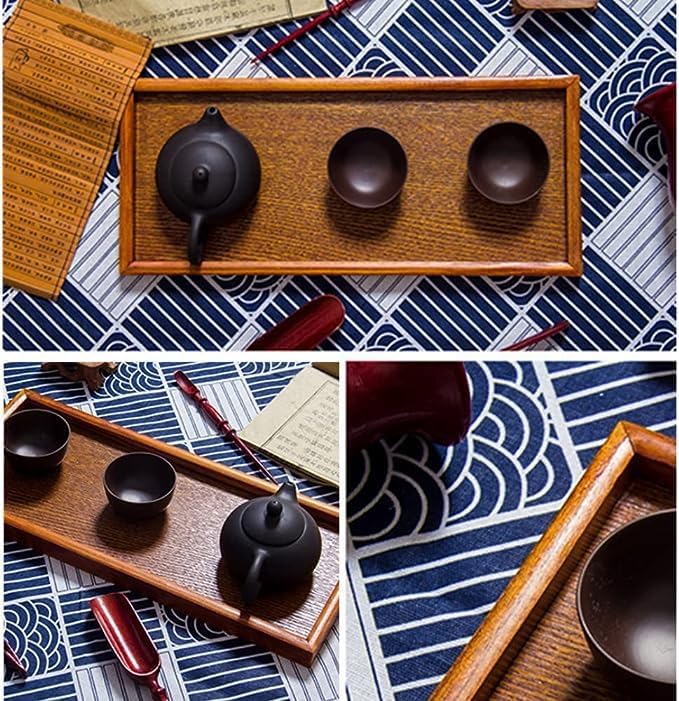 Wooden Serving Tray, Rectangle Wooden Tea Tray for Fruit, Snack, Candy, Coffee Table Organizer