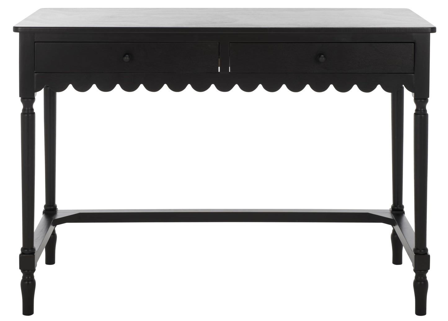 SAFAVIEH Furniture - Haven 2-Drawer Writing Desk - Matte Black - Solid Wood - Classic Storage Design - Ideal for Home Office, Den, Living Room, 42.1" W x 18.9" D x 29.5" H (DSK5715B)