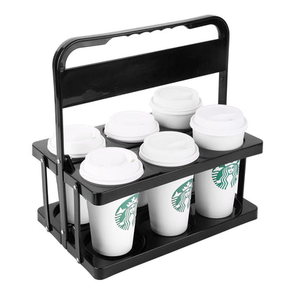 musbus Portable Drink Carrier Suitable for Doordash Accessories Grubhub Postmates Drivers, Reusable Cup Holder with Handle,Perfect Plastic take Out Carriers delivery, Black, (112)