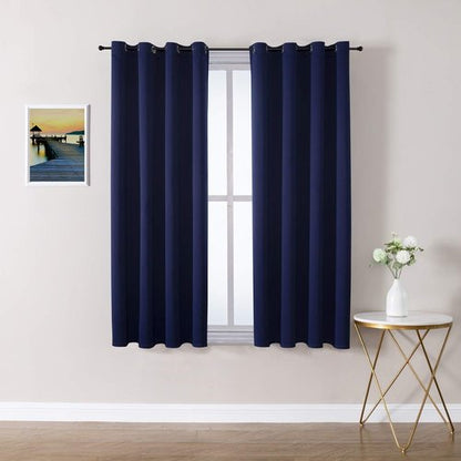 ChrisDowa Blackout Curtains - Thermal Insulated Room Darkening Panels Set (Navy Blue, 52"W x 63"L)