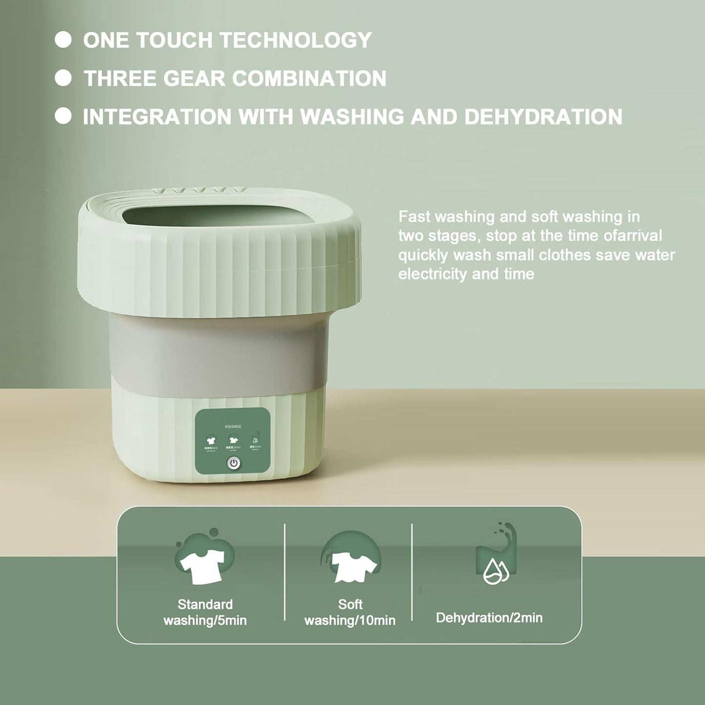 Portable Washing Machine, 6L Foldable Washer and Spin Dryer for Underwear Socks Towels, Mini Bucket Washer