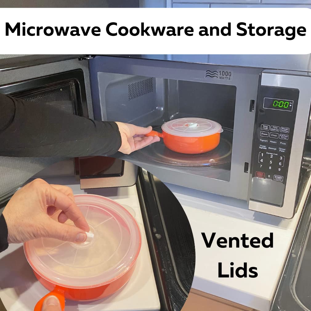 Evelots Microwave Freezer Safe Bowls - 10 Piece Set - With Vented Lids and Handles - Soup Bowls, Ramen, Cookware, Food Container Microwave Safe - BPA Free Plastic