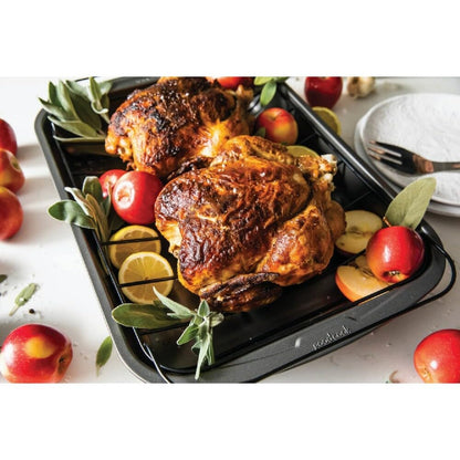 Goodcook Everyday Nonstick Roast Pan, Metal Utensil-Safe Easy Clean Dishwasher Safe Rectangle Roaster, 11.5x15.5-Inch, Silver