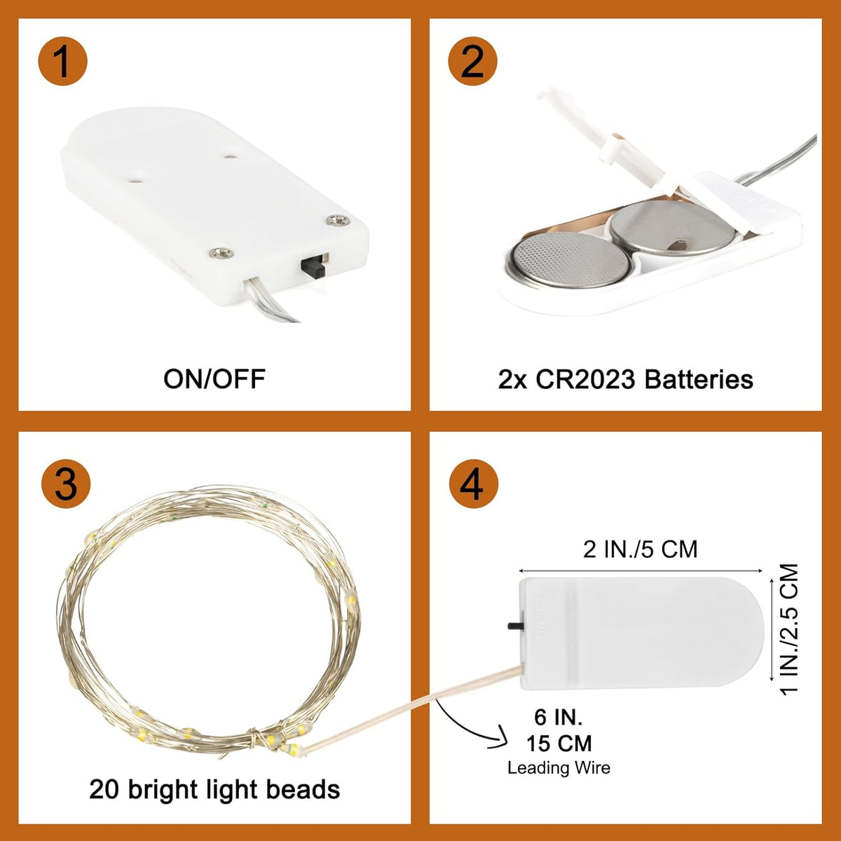 6 Pack 7ft 20 Fairy Lights Battery Operated Lights, Led Multicolor Mini String Lights, Waterproof Silver Wire Starry
