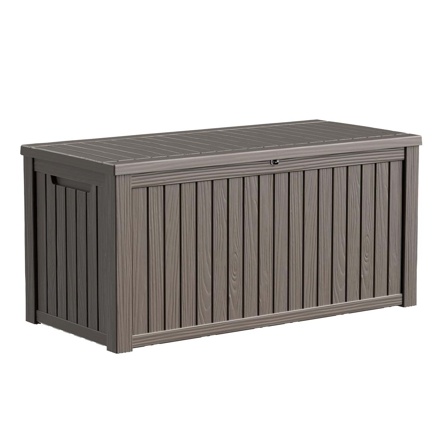 PatioZen 180 Gallon Large Resin Deck Box, Outdoor Lockable Storage Box with Divider for Patio Cushions Storage Furniture, Pool Supplies, Garden Tools, Weatherproof and UV Resistant- Light brown