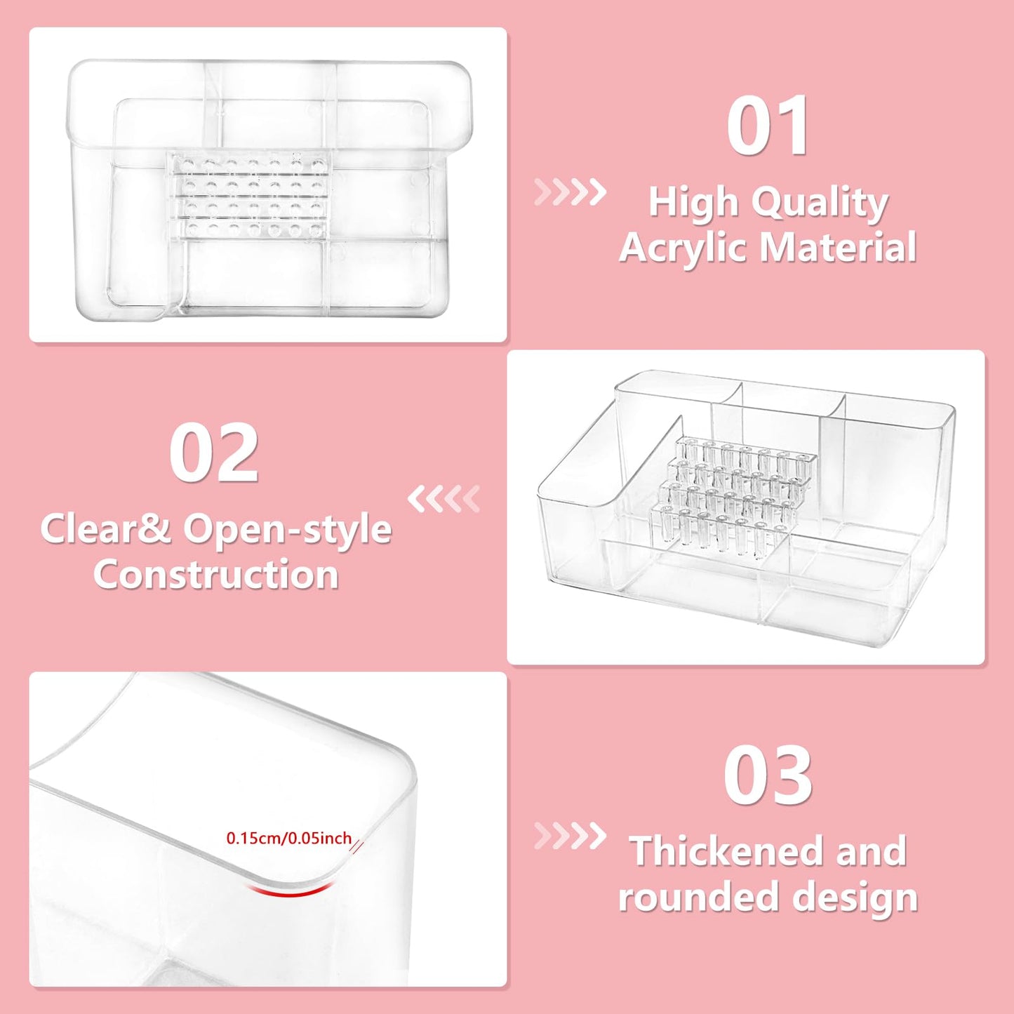 YINGJEE Nail Drill Holder & 28 Holes Nail Drill Bits Holder, Transparent Acrylic Nail Drill Machine Storage Box, Professional Nail Drill Organizer Case for Manicure tools