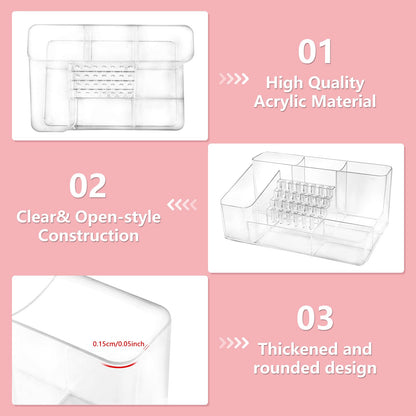 YINGJEE Nail Drill Holder & 28 Holes Nail Drill Bits Holder, Transparent Acrylic Nail Drill Machine Storage Box, Professional Nail Drill Organizer Case for Manicure tools