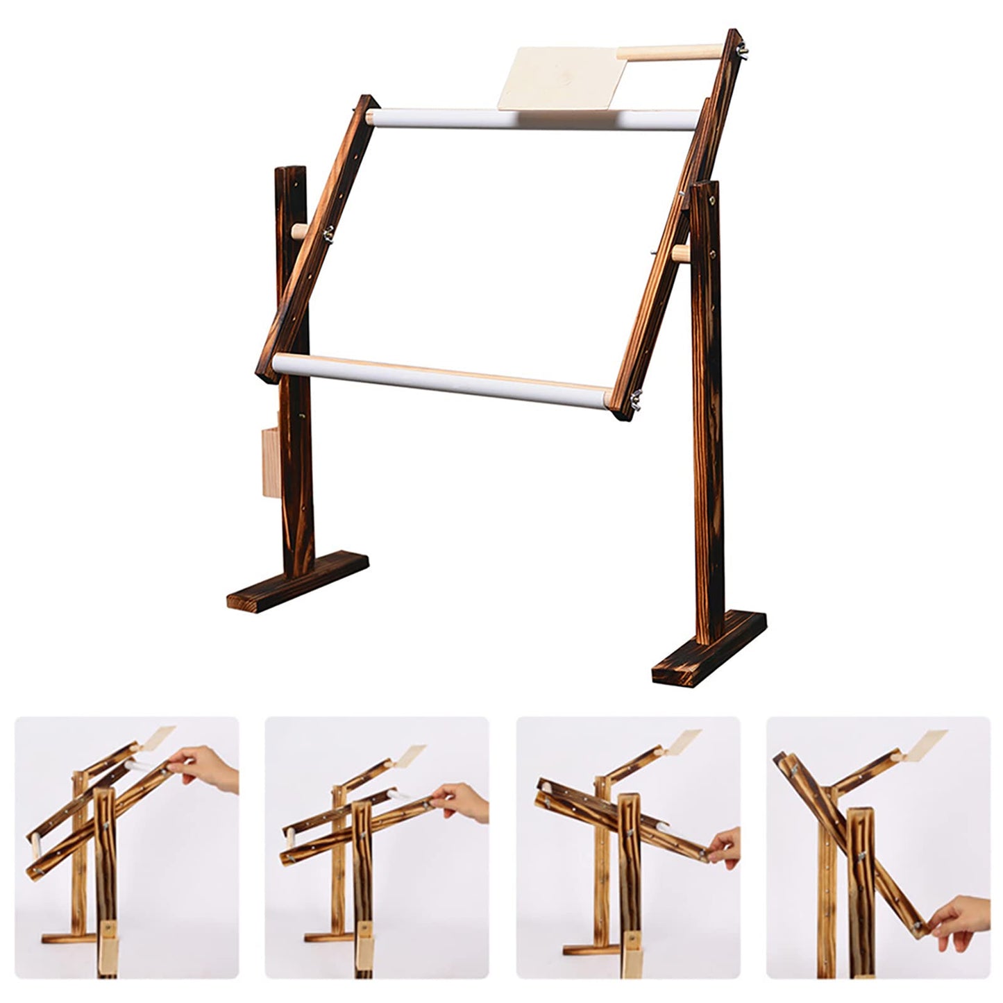 Cross Stitch Frame Solid Wood Cross Stitch Frame Adjustable Embroidery Stand,Rack Desktop Embroidery Floor Stand Handmade Tools 50 * 40cm
