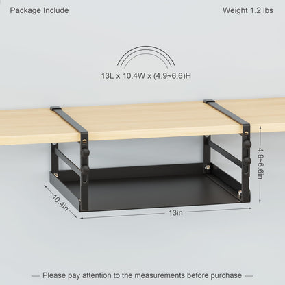 HENGI 2 Pack Adjustable Under Shelf Storage, Heavy Duty Metal Basket Organizer for Kitchen Cupboard Cabinet Pantry Laundry Desk Bookshelf, Black
