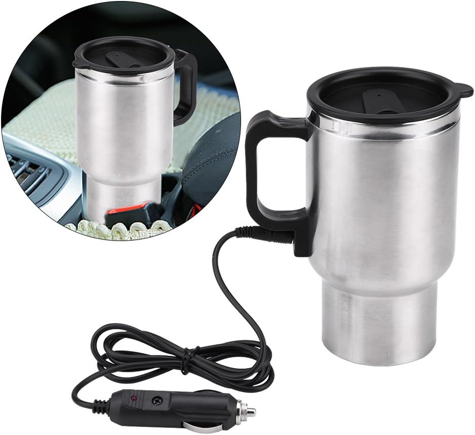 Hot Water Kettle Electric, Travel Kettle, 12V 450ml Stainless Steel Car Heating Cup, Portable
