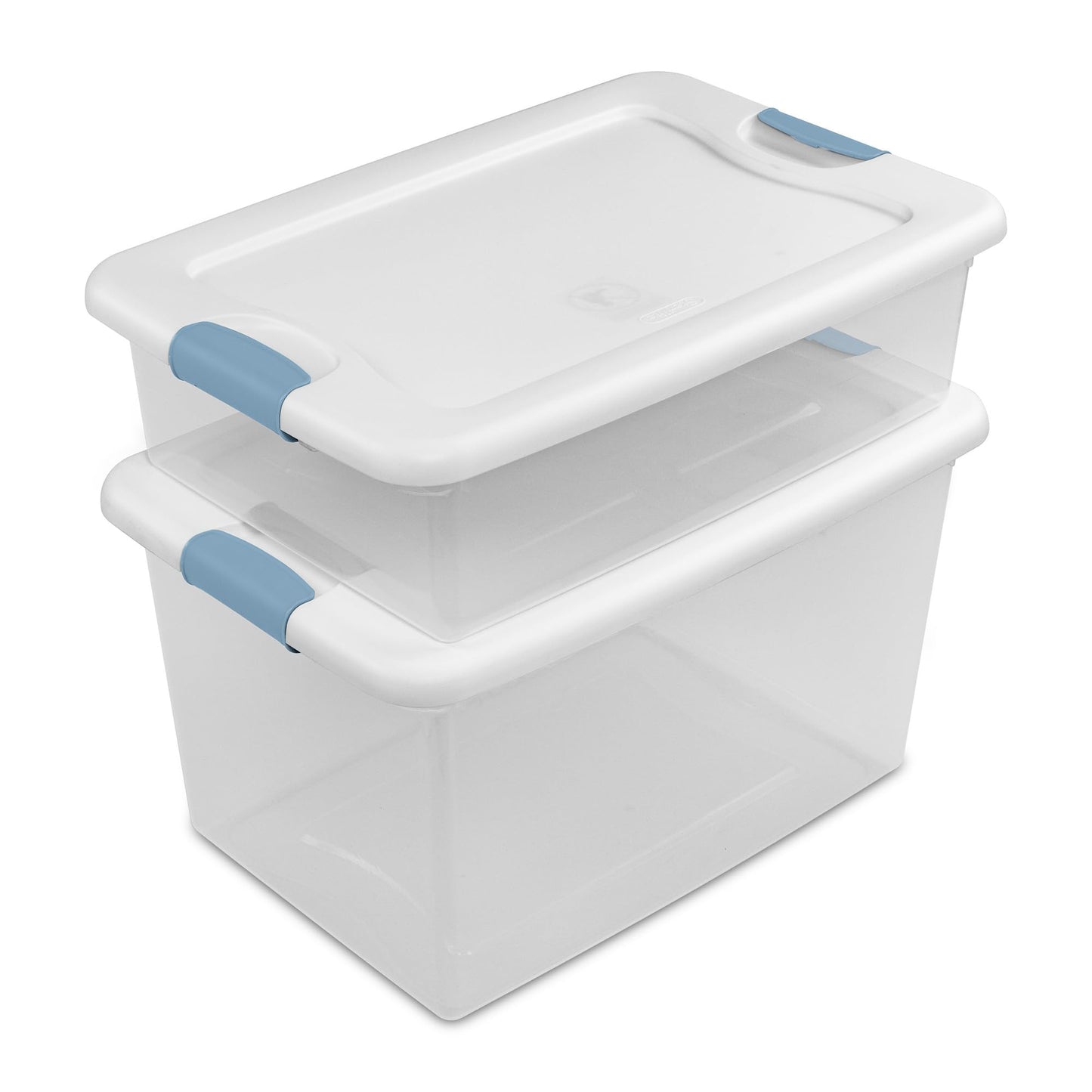 Sterilite 16 Pack Latching Box, 64 Qt Plastic Storage Container, Stackable Large Home or Office Tote Organizers with Secure Lids, White