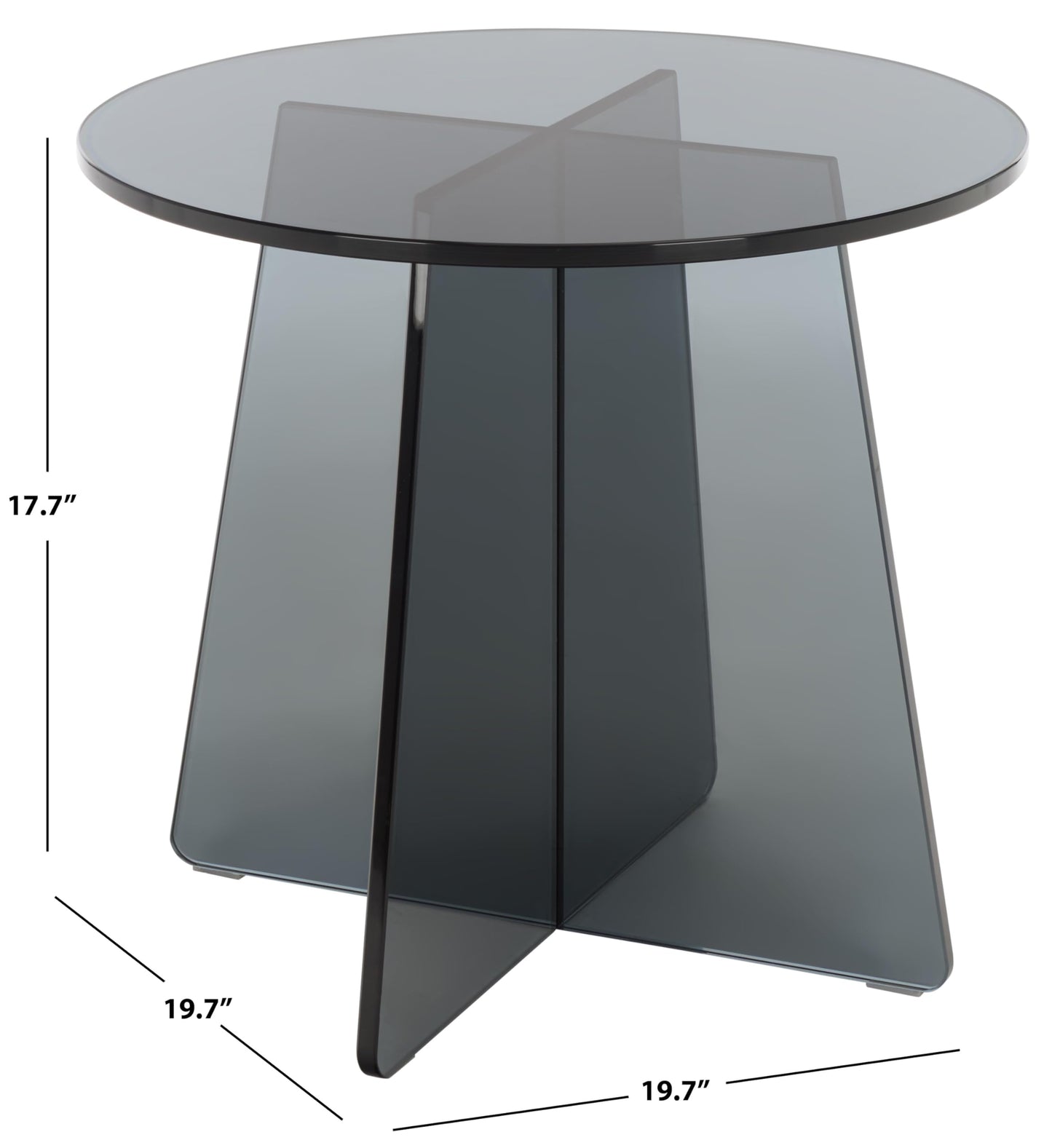 SAFAVIEH Furniture - Latika Tinted Accent Table - Grey Tinted Glass - Fully Assembled - Ideal for Living Room, Bedroom, 19.7" W x 19.7" D x 17.7" H (ACC7301A)